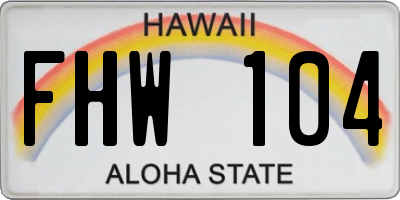 HI license plate FHW104
