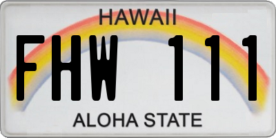 HI license plate FHW111