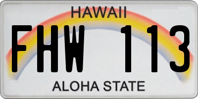 HI license plate FHW113