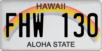 HI license plate FHW130