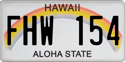 HI license plate FHW154