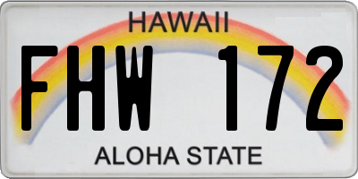 HI license plate FHW172
