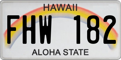 HI license plate FHW182