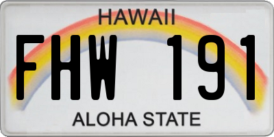 HI license plate FHW191