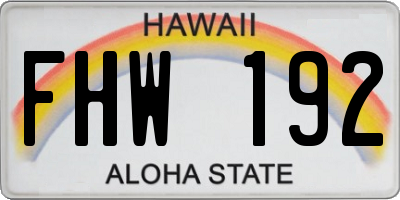 HI license plate FHW192