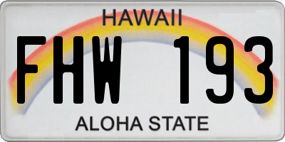 HI license plate FHW193