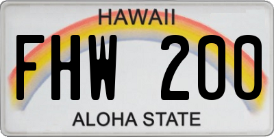 HI license plate FHW200