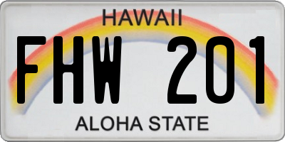 HI license plate FHW201