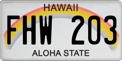 HI license plate FHW203
