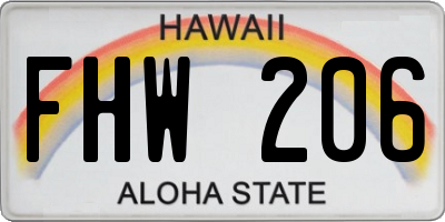 HI license plate FHW206