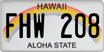 HI license plate FHW208