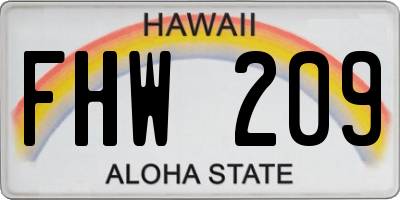 HI license plate FHW209