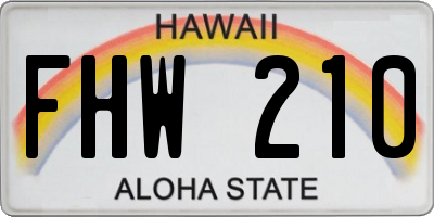 HI license plate FHW210