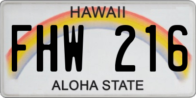 HI license plate FHW216