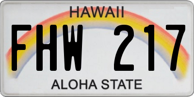 HI license plate FHW217