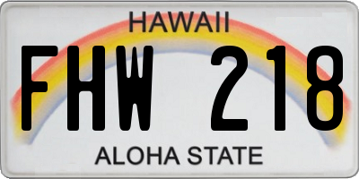HI license plate FHW218