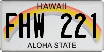 HI license plate FHW221