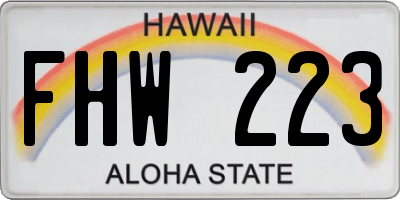 HI license plate FHW223
