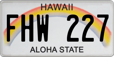 HI license plate FHW227