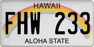 HI license plate FHW233