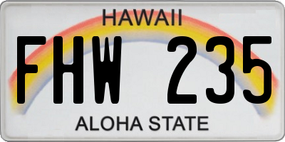 HI license plate FHW235