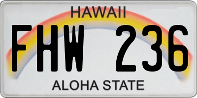 HI license plate FHW236