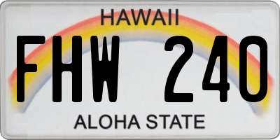 HI license plate FHW240