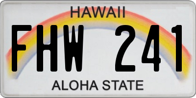 HI license plate FHW241