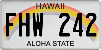 HI license plate FHW242