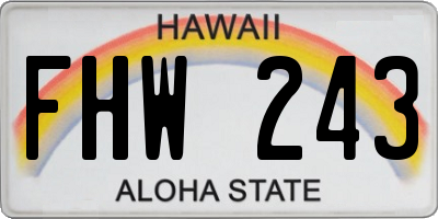 HI license plate FHW243
