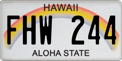 HI license plate FHW244
