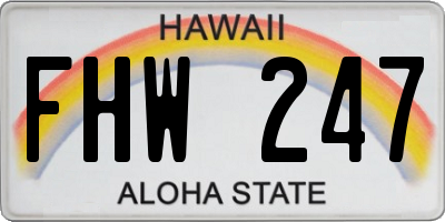 HI license plate FHW247