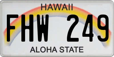 HI license plate FHW249