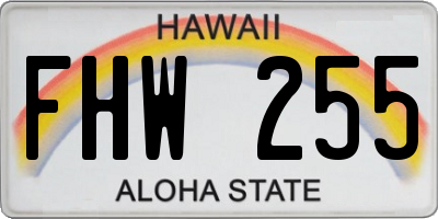 HI license plate FHW255