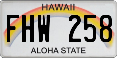 HI license plate FHW258