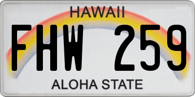 HI license plate FHW259