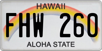 HI license plate FHW260