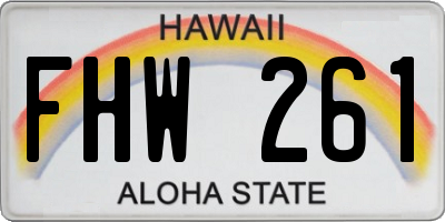 HI license plate FHW261