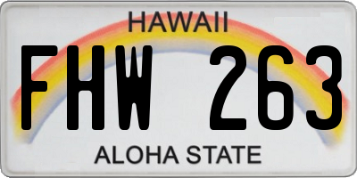 HI license plate FHW263
