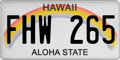 HI license plate FHW265