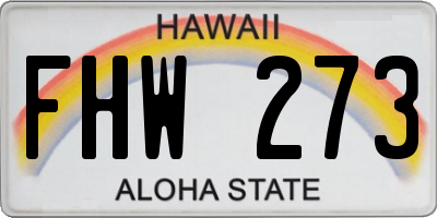 HI license plate FHW273