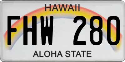 HI license plate FHW280