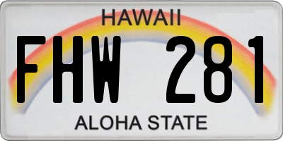 HI license plate FHW281