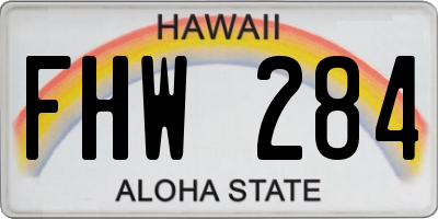 HI license plate FHW284