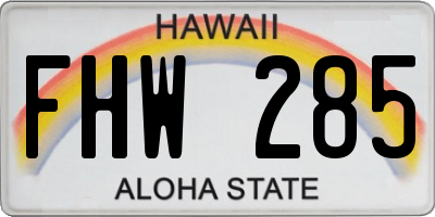 HI license plate FHW285