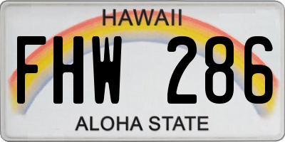 HI license plate FHW286
