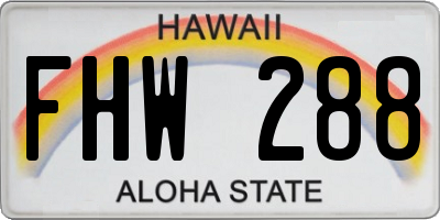 HI license plate FHW288