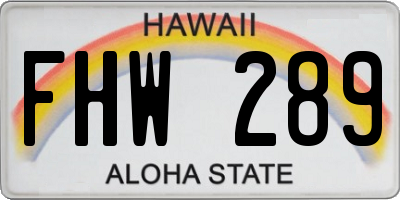 HI license plate FHW289