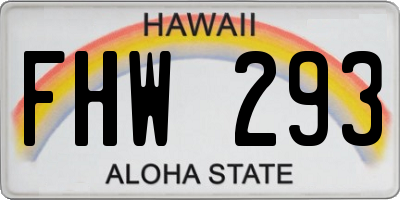 HI license plate FHW293