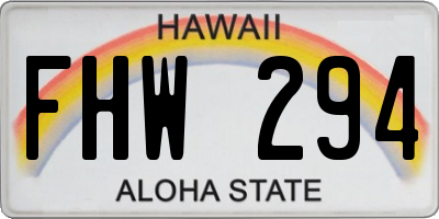 HI license plate FHW294